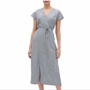 Banana Republic Striped Gray Midi Dress